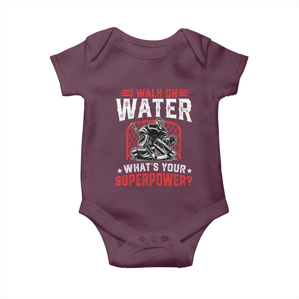 I Walk On Water Whats Your Superpower Baby Onesie Funny Ice Hockey Gift - Wonder Print Shop