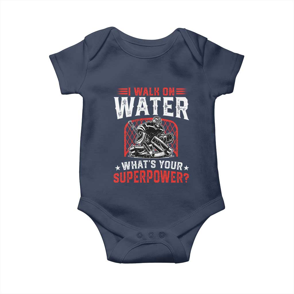 I Walk On Water Whats Your Superpower Baby Onesie Funny Ice Hockey Gift - Wonder Print Shop