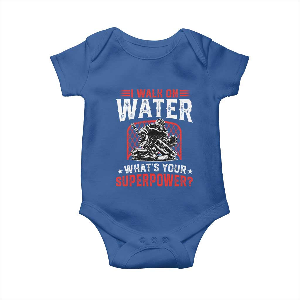 I Walk On Water Whats Your Superpower Baby Onesie Funny Ice Hockey Gift - Wonder Print Shop