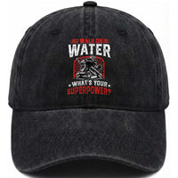 I Walk On Water Whats Your Superpower Washed Cotton Baseball Cap Funny Ice Hockey Gift
