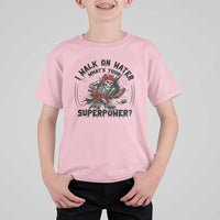I Walk On Water Whats Your Superpower T Shirt For Kid Skeleton Hockey Dark Humor Gift - Wonder Print Shop