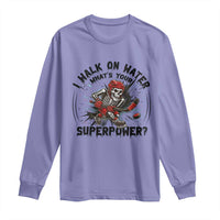 I Walk On Water Whats Your Superpower Long Sleeve Shirt Skeleton Hockey Dark Humor Gift - Wonder Print Shop