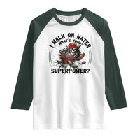I Walk On Water Whats Your Superpower Raglan Shirt Skeleton Hockey Dark Humor Gift - Wonder Print Shop