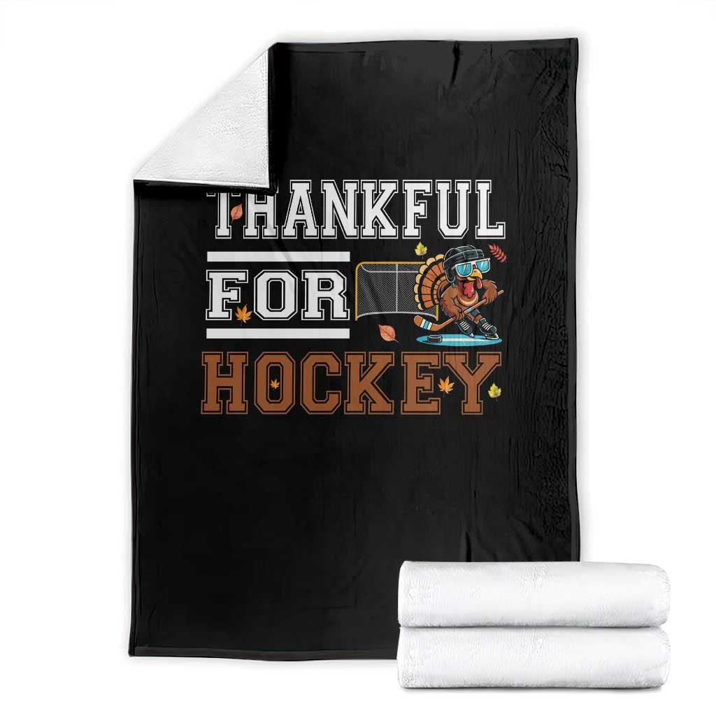 Thankful For Hockey Throw Blanket Funny Thanksgiving Ice Hockey Gift - Wonder Print Shop