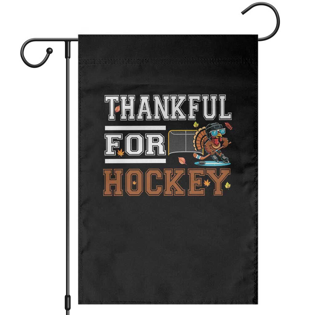 Thankful For Hockey Garden Flag Funny Thanksgiving Ice Hockey Gift - Wonder Print Shop
