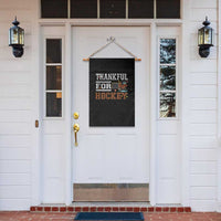 Thankful For Hockey Garden Flag Funny Thanksgiving Ice Hockey Gift - Wonder Print Shop