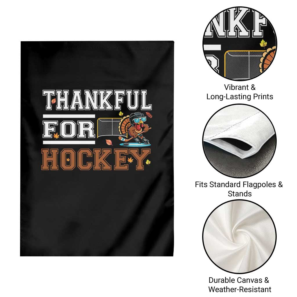 Thankful For Hockey Garden Flag Funny Thanksgiving Ice Hockey Gift - Wonder Print Shop