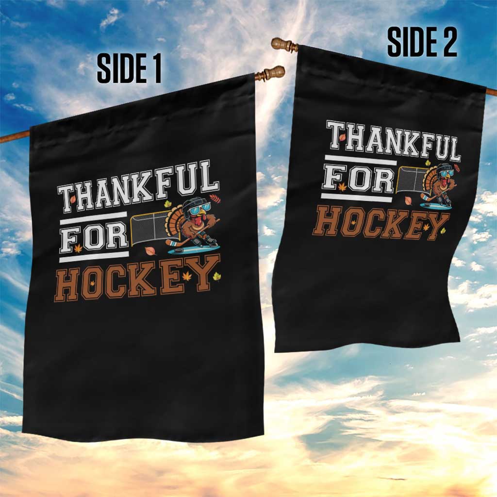 Thankful For Hockey Garden Flag Funny Thanksgiving Ice Hockey Gift - Wonder Print Shop