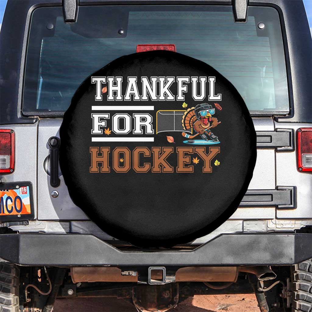 Thankful For Hockey Spare Tire Cover Funny Thanksgiving Ice Hockey Gift - Wonder Print Shop