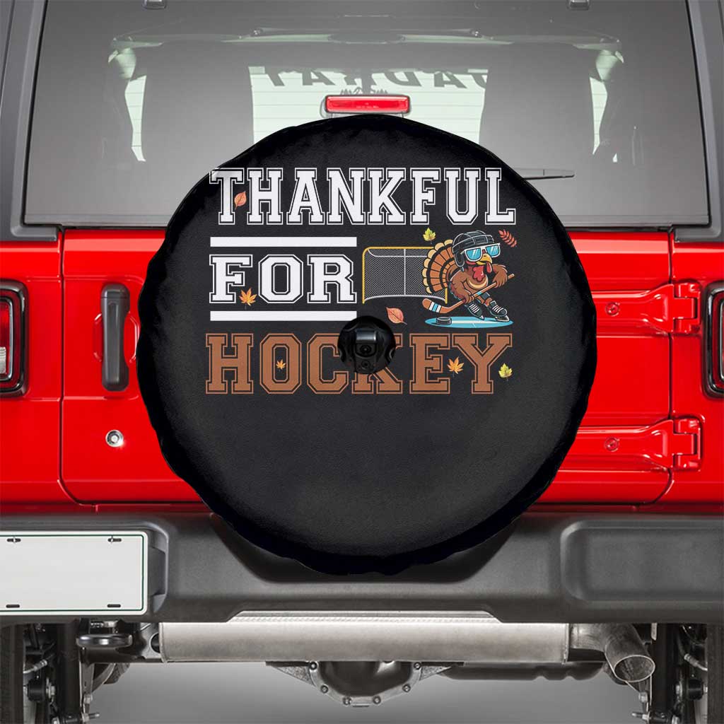 Thankful For Hockey Spare Tire Cover Funny Thanksgiving Ice Hockey Gift - Wonder Print Shop