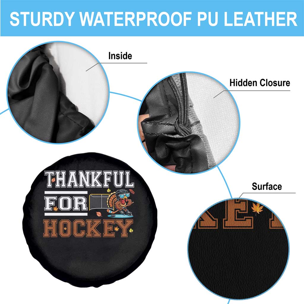Thankful For Hockey Spare Tire Cover Funny Thanksgiving Ice Hockey Gift - Wonder Print Shop