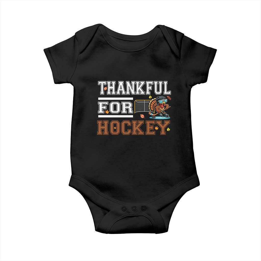 Thankful For Hockey Baby Onesie Funny Thanksgiving Ice Hockey Gift - Wonder Print Shop