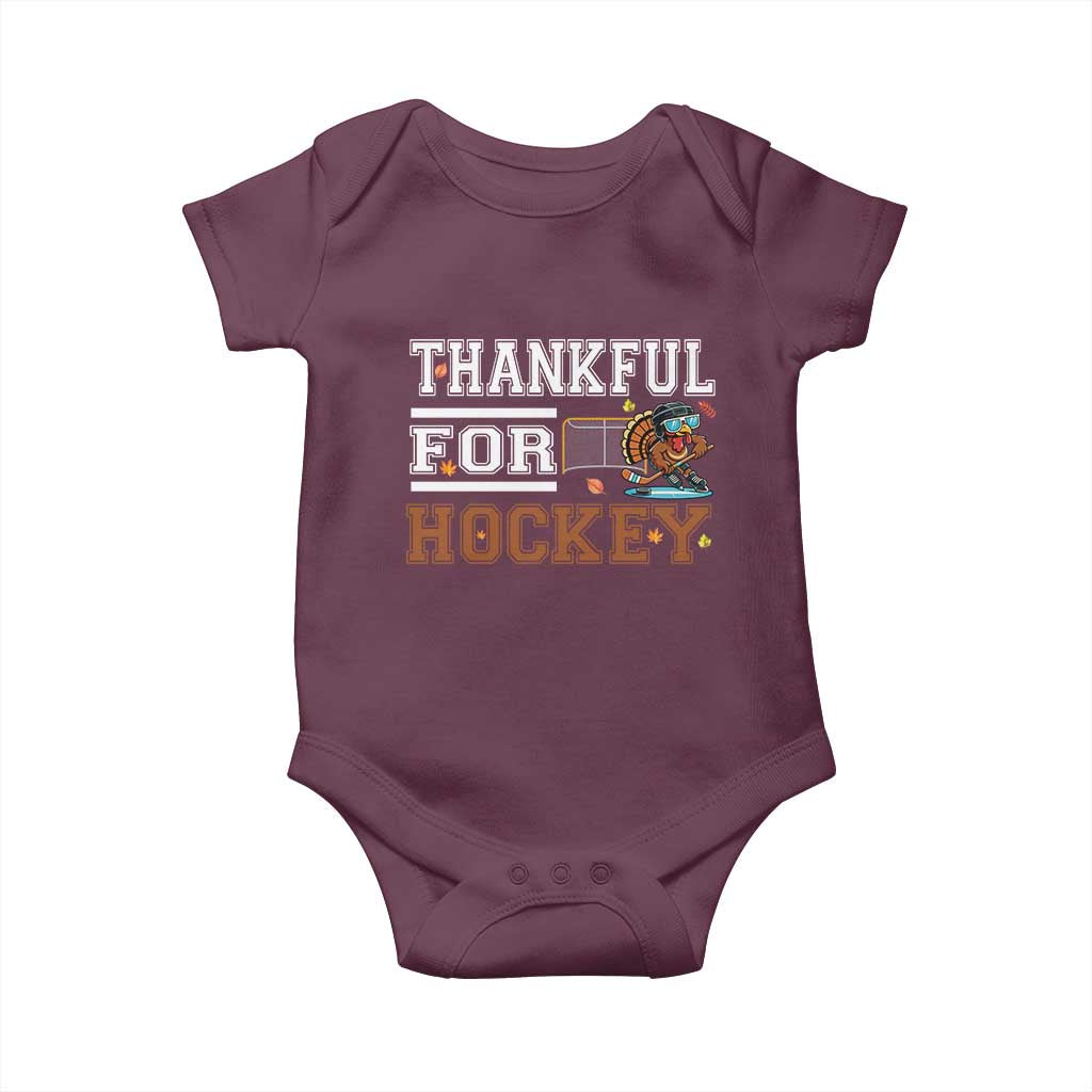 Thankful For Hockey Baby Onesie Funny Thanksgiving Ice Hockey Gift - Wonder Print Shop