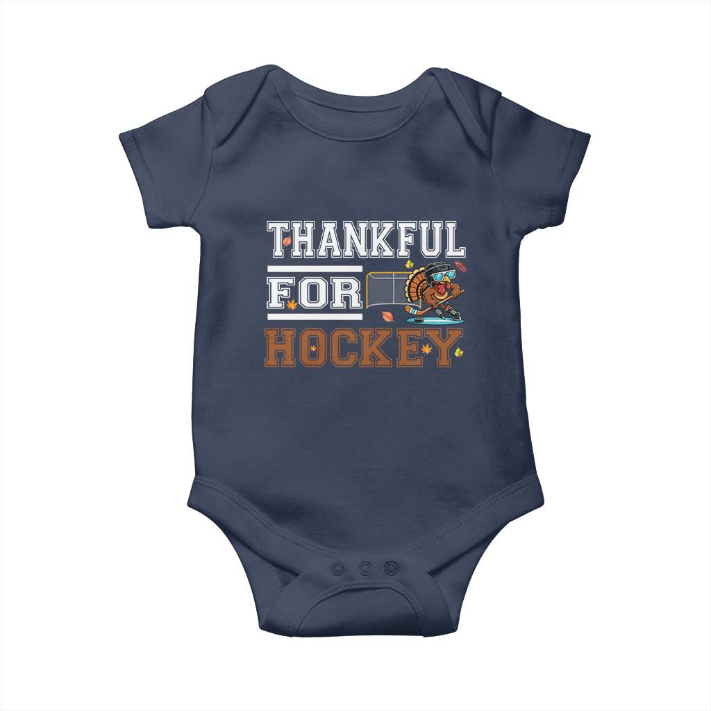 Thankful For Hockey Baby Onesie Funny Thanksgiving Ice Hockey Gift - Wonder Print Shop
