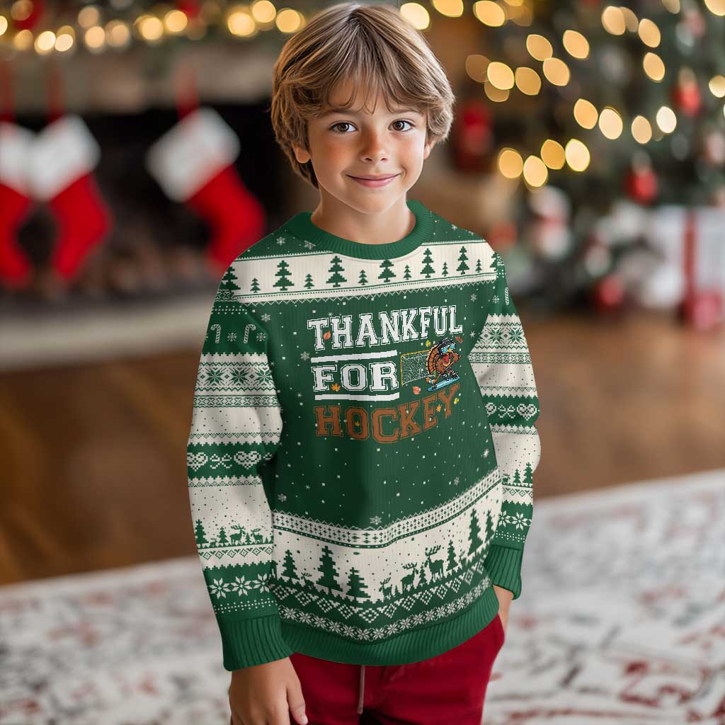 Thankful For Hockey Ugly Christmas Sweater Funny Thanksgiving Ice Hockey Gift - Wonder Print Shop