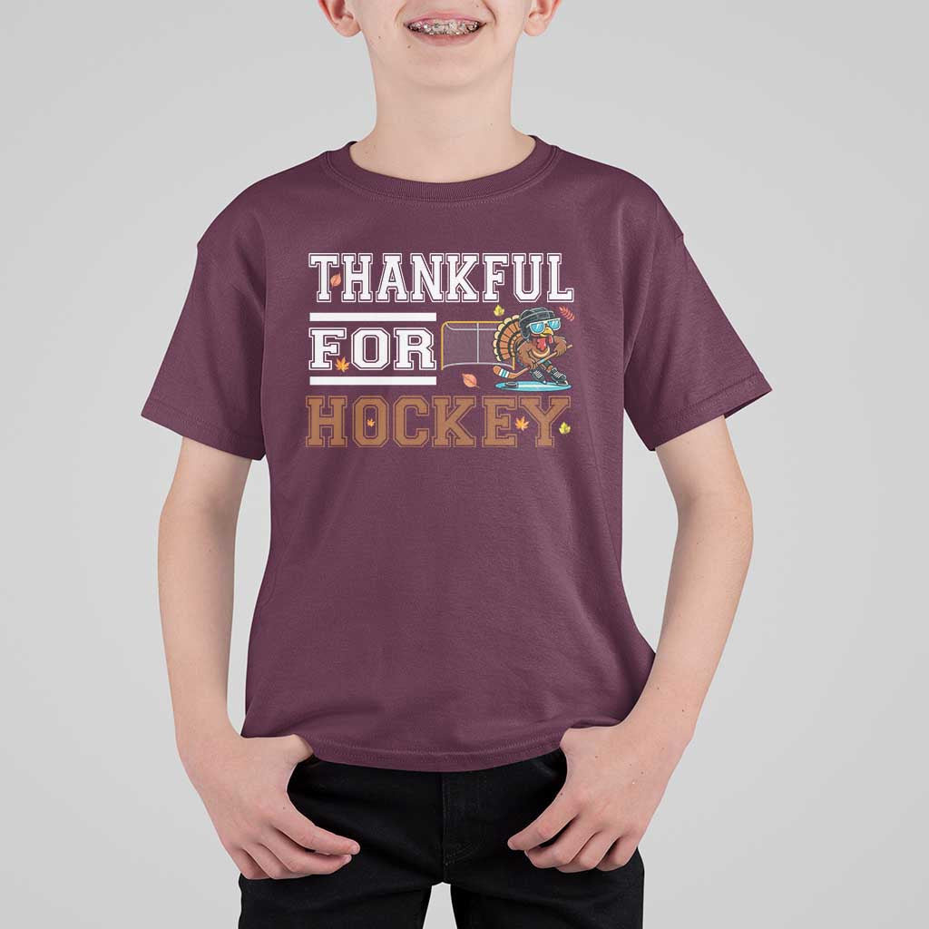 Thankful For Hockey T Shirt For Kid Funny Thanksgiving Ice Hockey Gift - Wonder Print Shop