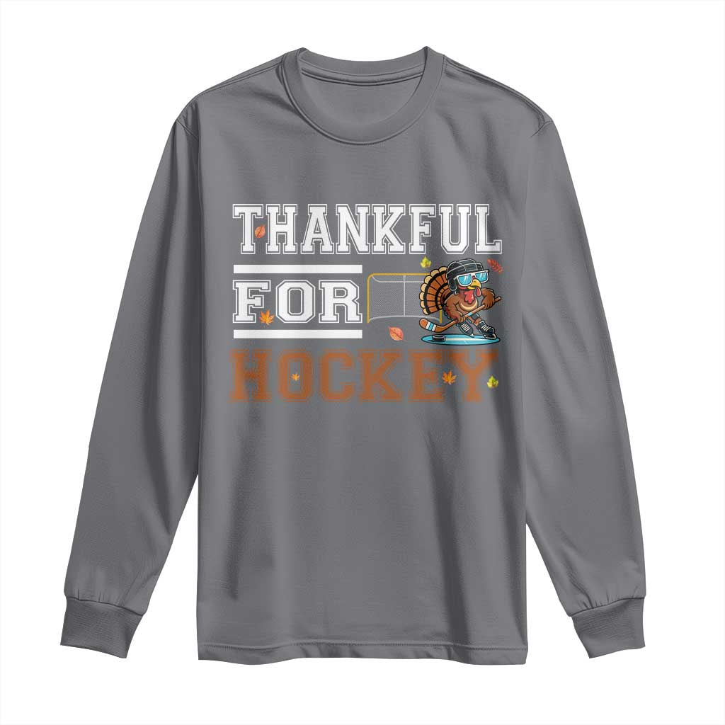 Thankful For Hockey Long Sleeve Shirt Funny Thanksgiving Ice Hockey Gift - Wonder Print Shop