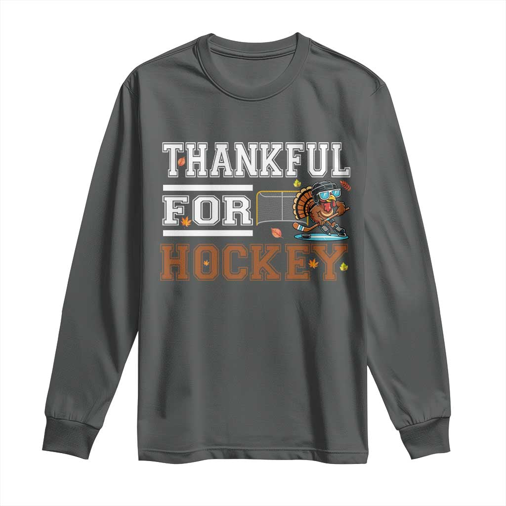 Thankful For Hockey Long Sleeve Shirt Funny Thanksgiving Ice Hockey Gift - Wonder Print Shop
