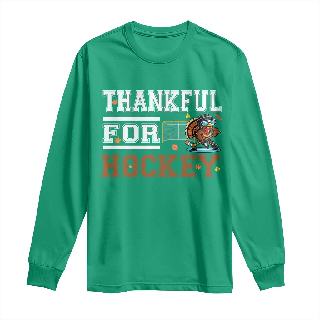 Thankful For Hockey Long Sleeve Shirt Funny Thanksgiving Ice Hockey Gift - Wonder Print Shop