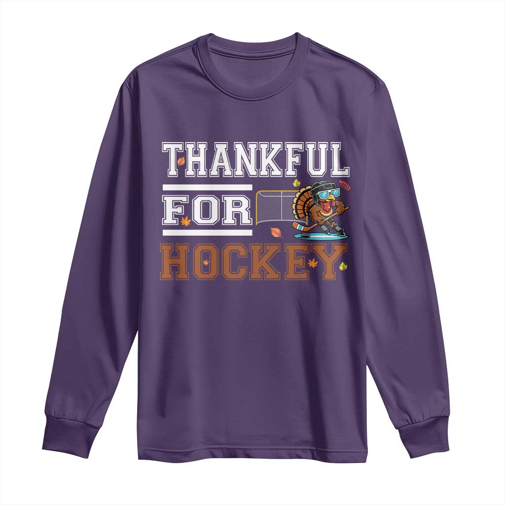 Thankful For Hockey Long Sleeve Shirt Funny Thanksgiving Ice Hockey Gift - Wonder Print Shop