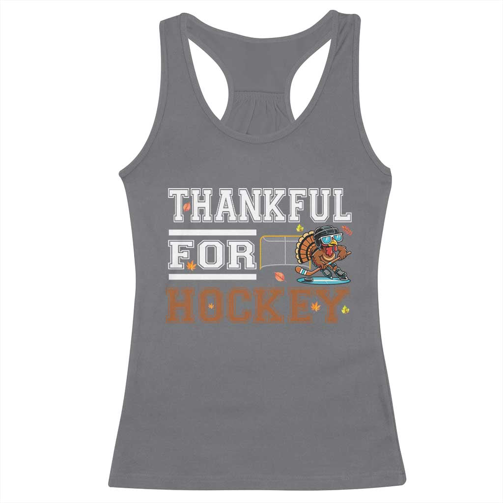 Thankful For Hockey Racerback Tank Top Funny Thanksgiving Ice Hockey Gift - Wonder Print Shop