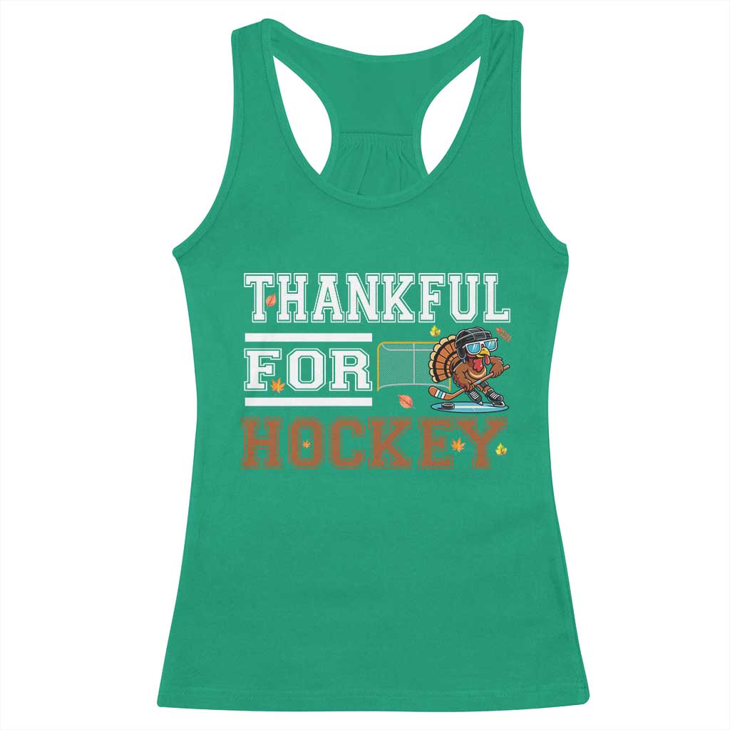 Thankful For Hockey Racerback Tank Top Funny Thanksgiving Ice Hockey Gift - Wonder Print Shop
