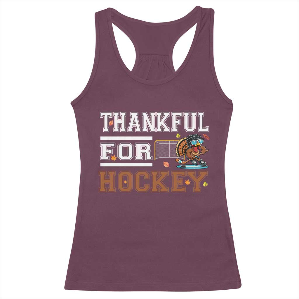 Thankful For Hockey Racerback Tank Top Funny Thanksgiving Ice Hockey Gift - Wonder Print Shop