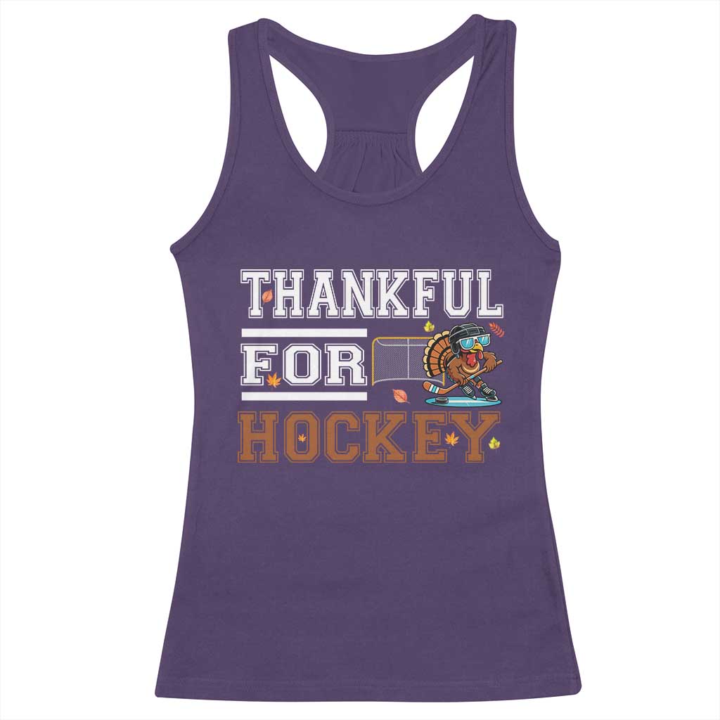 Thankful For Hockey Racerback Tank Top Funny Thanksgiving Ice Hockey Gift - Wonder Print Shop