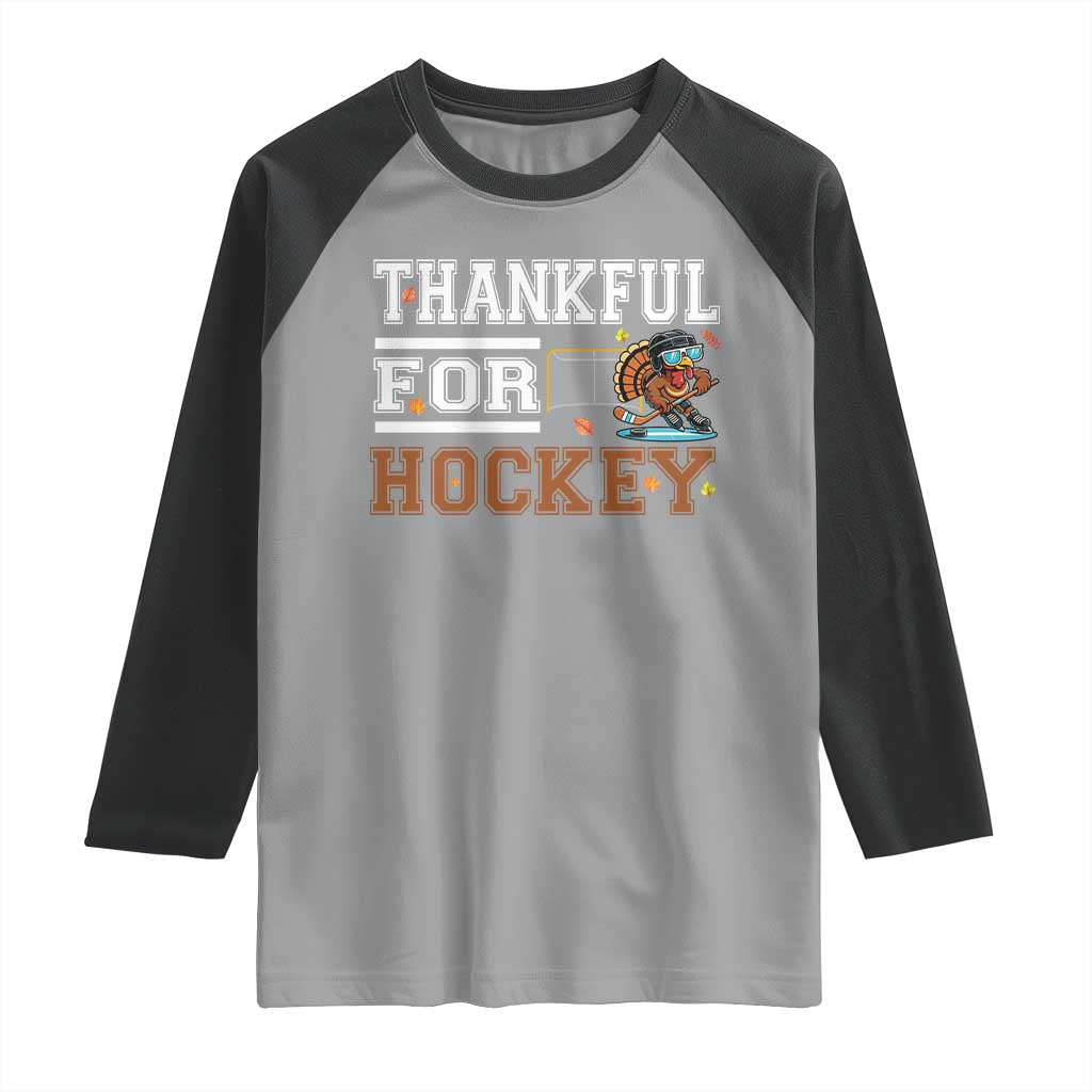 Thankful For Hockey Raglan Shirt Funny Thanksgiving Ice Hockey Gift - Wonder Print Shop