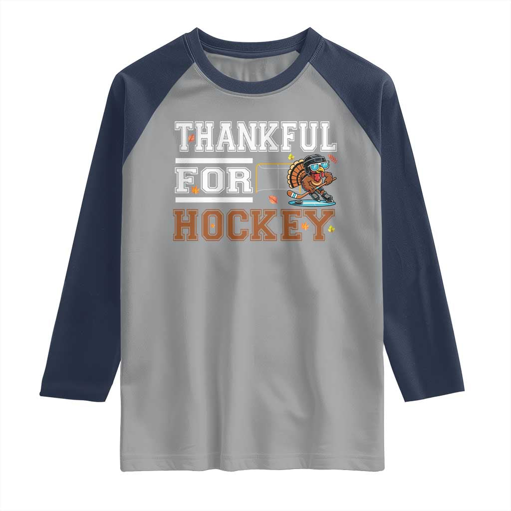 Thankful For Hockey Raglan Shirt Funny Thanksgiving Ice Hockey Gift - Wonder Print Shop