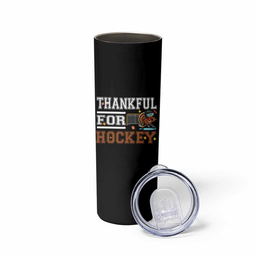 Thankful For Hockey Skinny Tumbler Funny Thanksgiving Ice Hockey Gift - Wonder Print Shop