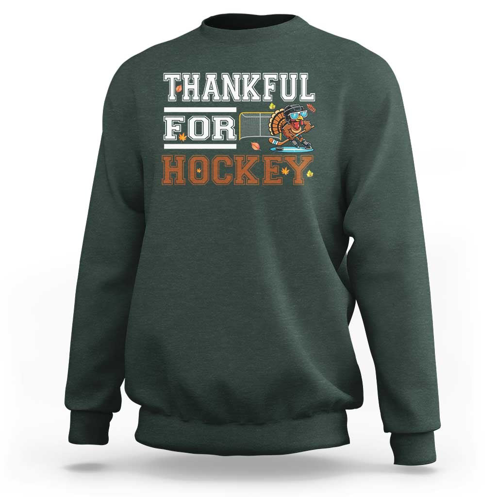 Thankful For Hockey Sweatshirt Funny Thanksgiving Ice Hockey Gift - Wonder Print Shop