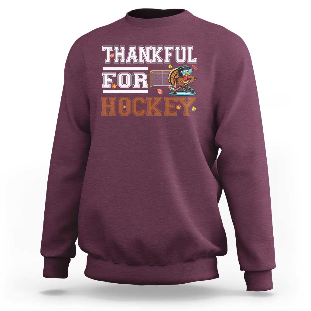 Thankful For Hockey Sweatshirt Funny Thanksgiving Ice Hockey Gift - Wonder Print Shop