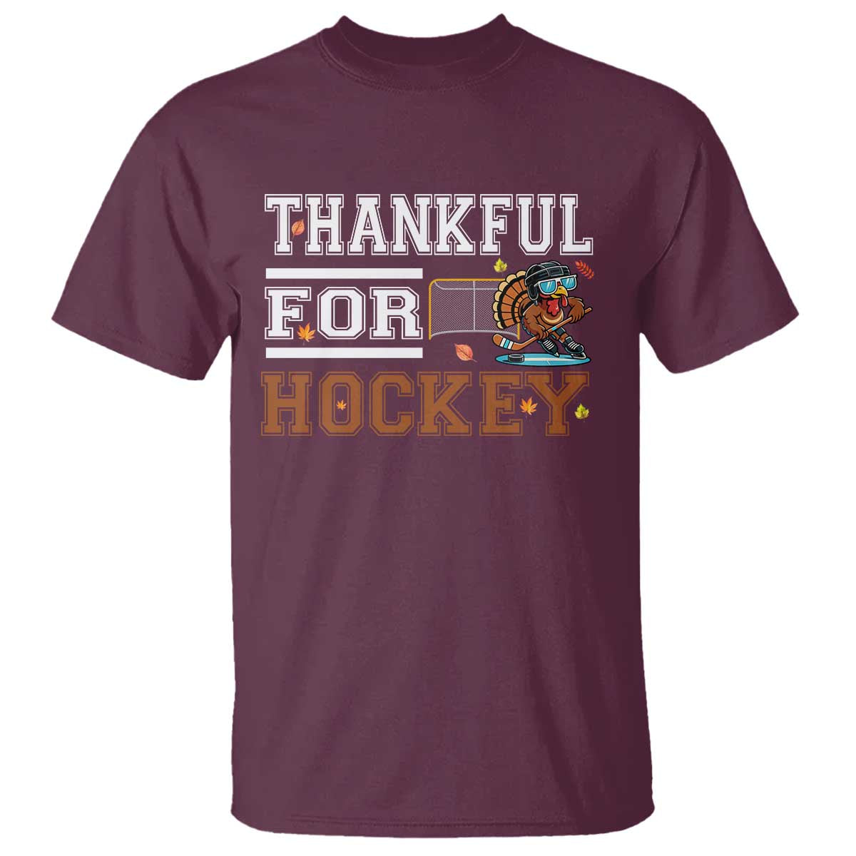 Thankful For Hockey T Shirt Funny Thanksgiving Ice Hockey Gift - Wonder Print Shop