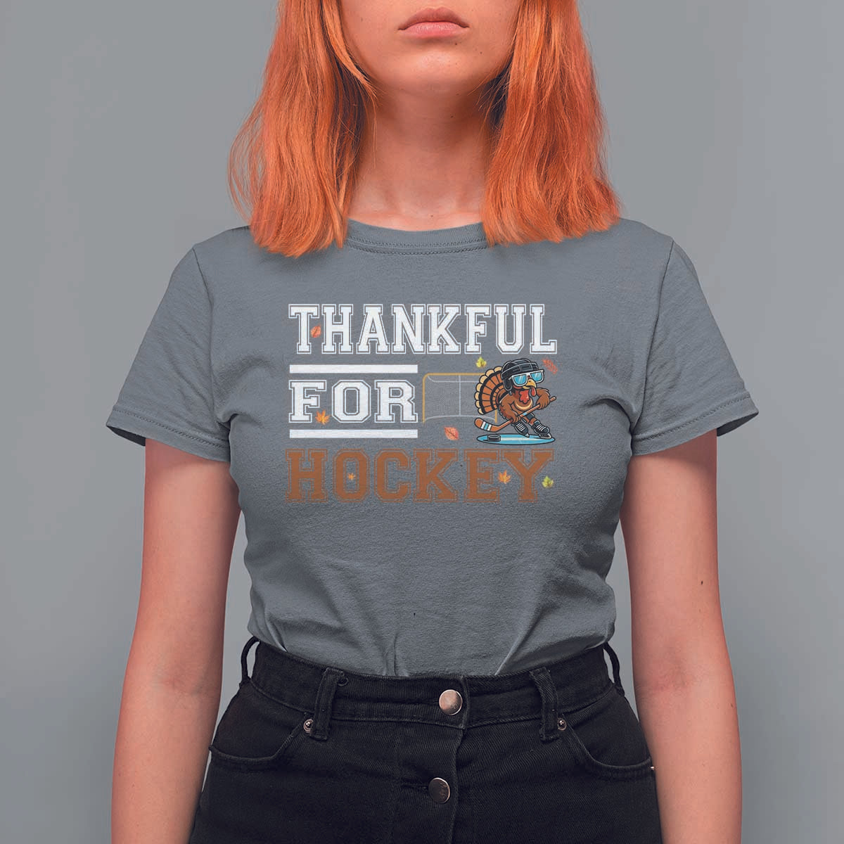 Thankful For Hockey T Shirt For Women Funny Thanksgiving Ice Hockey Gift - Wonder Print Shop