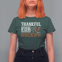 Thankful For Hockey T Shirt For Women Funny Thanksgiving Ice Hockey Gift - Wonder Print Shop