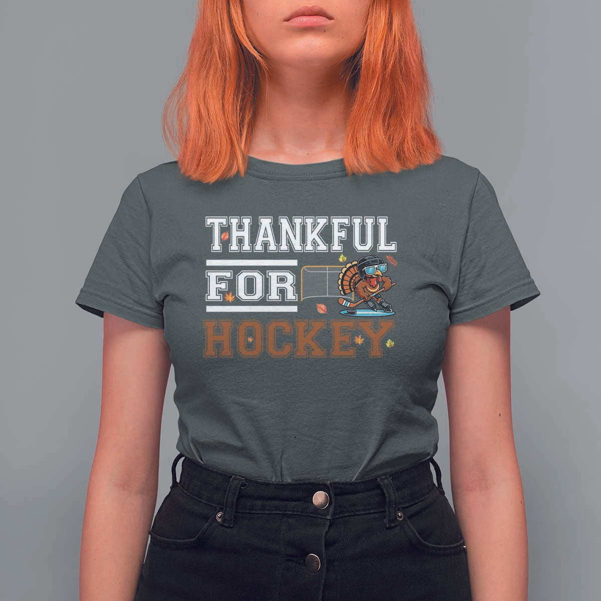 Thankful For Hockey T Shirt For Women Funny Thanksgiving Ice Hockey Gift - Wonder Print Shop