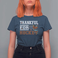 Thankful For Hockey T Shirt For Women Funny Thanksgiving Ice Hockey Gift - Wonder Print Shop