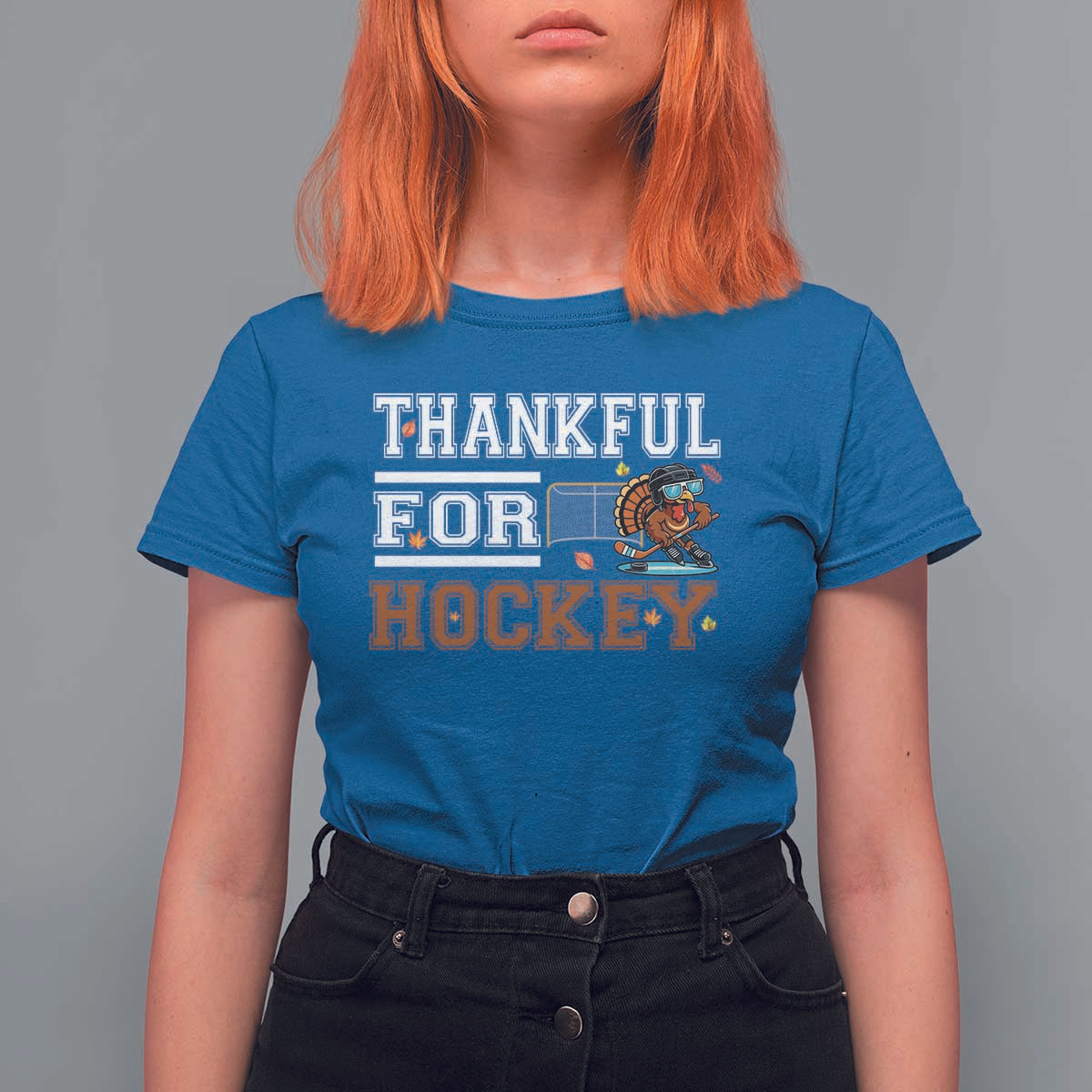 Thankful For Hockey T Shirt For Women Funny Thanksgiving Ice Hockey Gift - Wonder Print Shop
