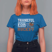 Thankful For Hockey T Shirt For Women Funny Thanksgiving Ice Hockey Gift - Wonder Print Shop