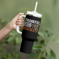 Thankful For Hockey Tumbler With Handle Funny Thanksgiving Ice Hockey Gift - Wonder Print Shop