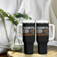 Thankful For Hockey Tumbler With Handle Funny Thanksgiving Ice Hockey Gift - Wonder Print Shop