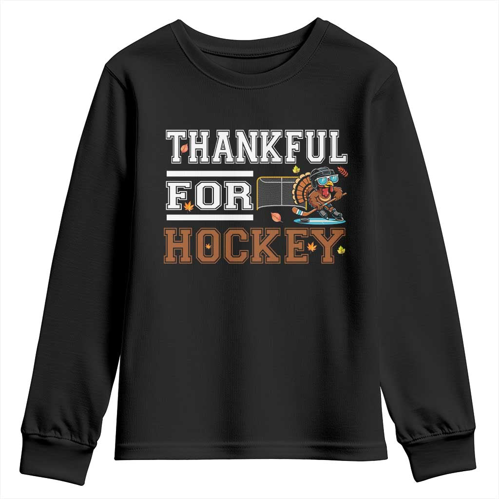 Thankful For Hockey Youth Sweatshirt Funny Thanksgiving Ice Hockey Gift - Wonder Print Shop