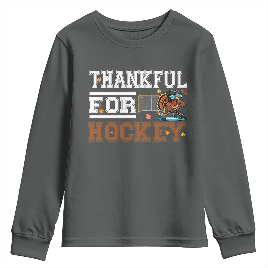 Thankful For Hockey Youth Sweatshirt Funny Thanksgiving Ice Hockey Gift - Wonder Print Shop