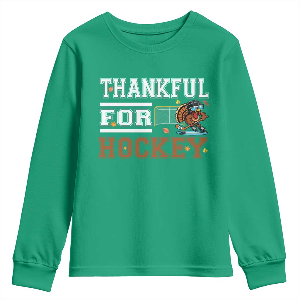 Thankful For Hockey Youth Sweatshirt Funny Thanksgiving Ice Hockey Gift - Wonder Print Shop