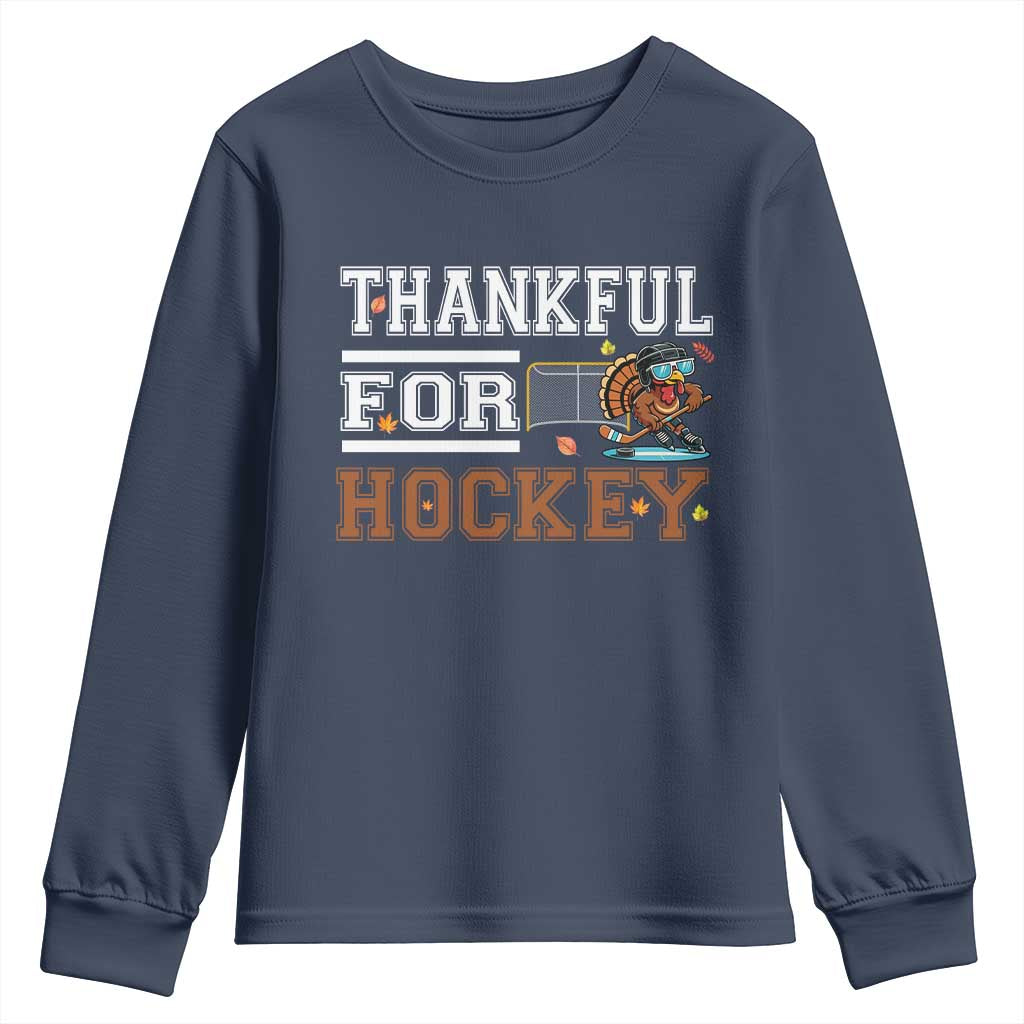 Thankful For Hockey Youth Sweatshirt Funny Thanksgiving Ice Hockey Gift - Wonder Print Shop