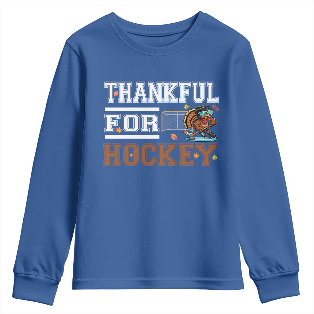 Thankful For Hockey Youth Sweatshirt Funny Thanksgiving Ice Hockey Gift - Wonder Print Shop