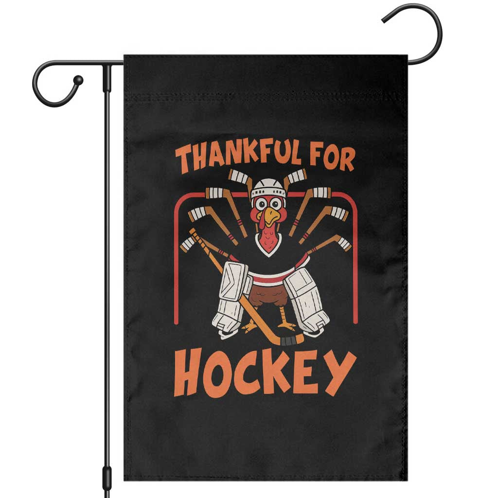 Thankful For Hockey Garden Flag Funny Turkey Ice Hockey Player Gift - Wonder Print Shop