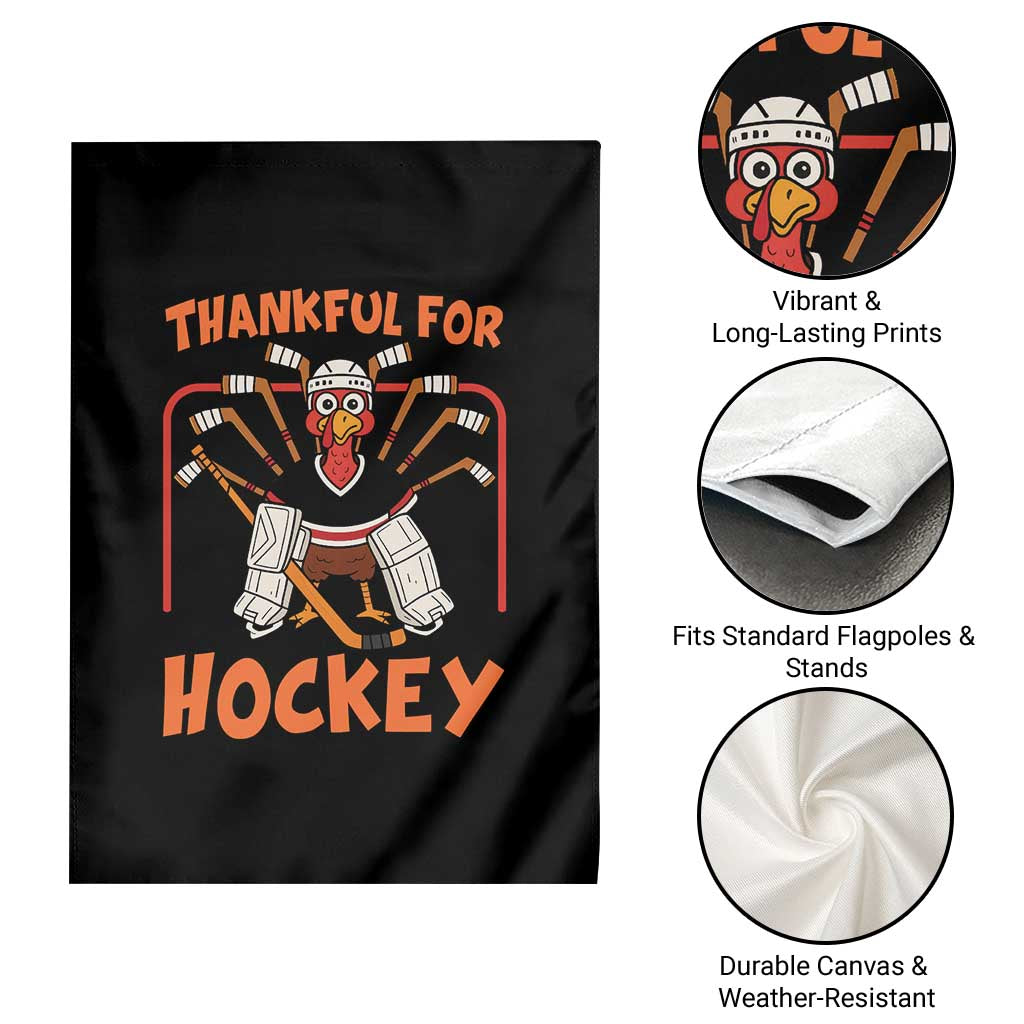 Thankful For Hockey Garden Flag Funny Turkey Ice Hockey Player Gift - Wonder Print Shop