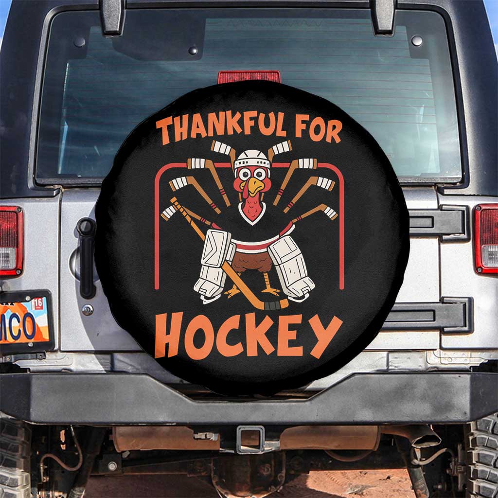Thankful For Hockey Spare Tire Cover Funny Turkey Ice Hockey Player Gift - Wonder Print Shop